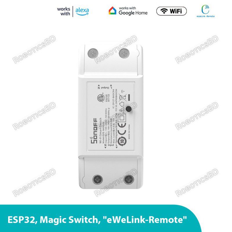 SONOFF Basic R4 WiFi Smart Switch (ESP32 Chip, 10A 2400W) Robotics Bangladesh SONOFF Basic R4 WiFi Smart Switch (ESP32 Chip, 10A 2400W) Robotics Bangladesh
