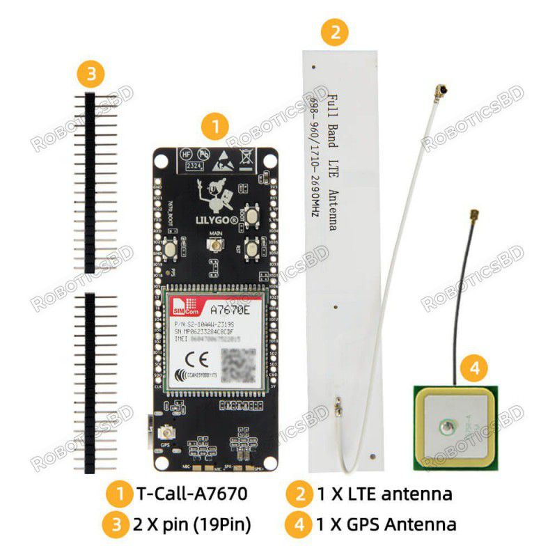 LILYGO T-Call A7670E 4G/2G ESP32 Development Board Robotics Bangladesh