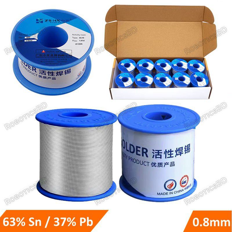 Premium 63/37 Sn Pb Tin Soldering Lead with Rosin Low Melting Point 50g Spool Robotics Bangladesh