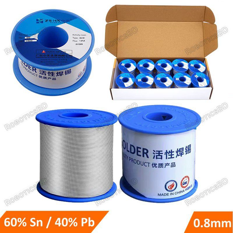 Premium 60/40 Sn Pb Tin Soldering Lead with Rosin Low Melting Point 50g Spool Robotics Bangladesh