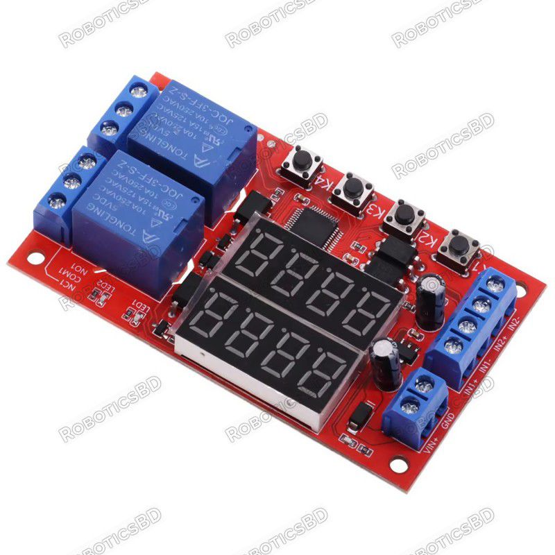 Adjustable Delay Timer Dual Relay with LED Display 12V Robotics Bangladesh