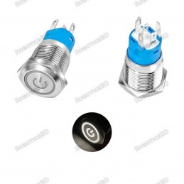 Metal Power Self-Locking Switch with White- 16mm Latching Robotics Bangladesh
