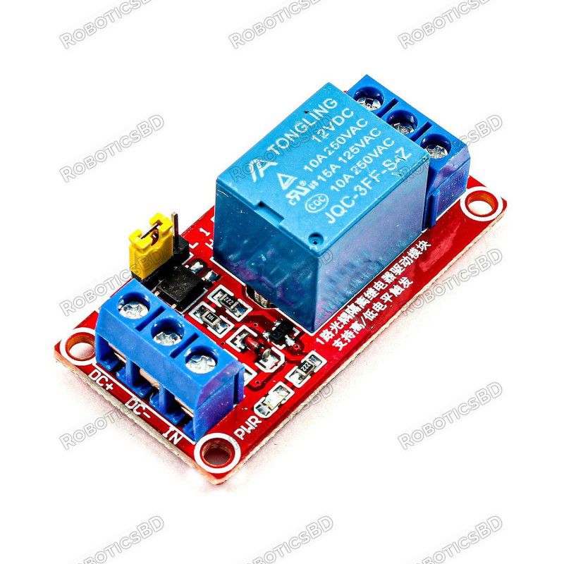 1-Channel Relay Module - 12V (High and Low Level Trigger) Robotics Bangladesh