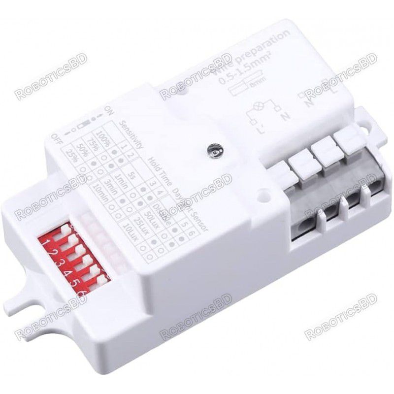 AC 220V-240V/50Hz Microwave Radar Sensor Body Motion Detector Switch for LED Light Robotics Bangladesh