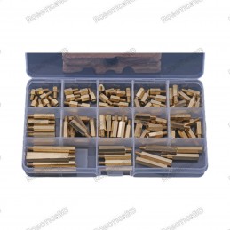 M3 Brass Hex Standoff Spacer Kit – Single Head, Assorted Lengths 124Pcs Robotics Bangladesh