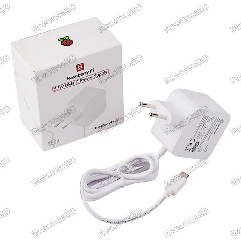 Official Raspberry Pi 5 USB Type-C Power Supply 27W White EU Plug - E, 20,95