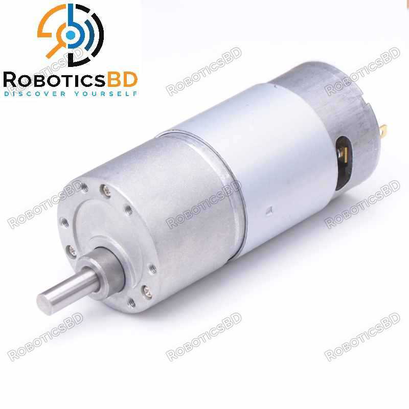 12V 45KG Torque Turbo Worm Gear DC Motor with Metal Gearbox 54 RPM Robotics Bangladesh