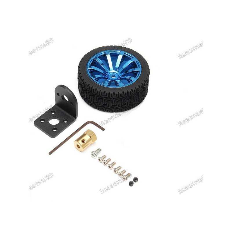 65mm Rubber Wheel with 25GA Motor Mounting Bracket Robotics Bangladesh