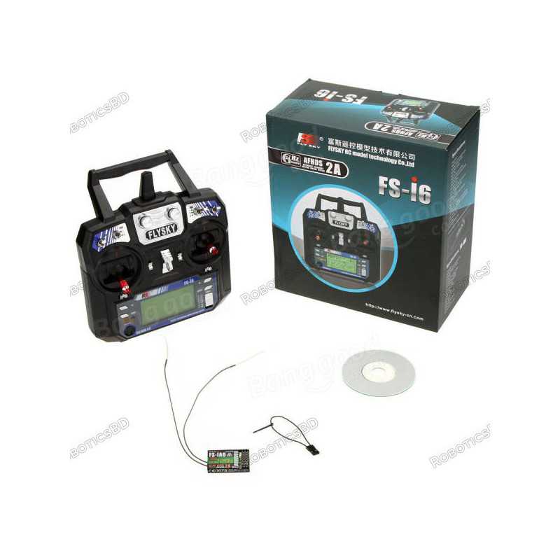 FlySky FS-i6 2.4G 6CH AFHDS RC Transmitter With FS-iA6 Receiver Robotics Bangladesh FlySky FS-i6 2.4G 6CH AFHDS RC Transmitter With FS-iA6 Receiver Robotics Bangladesh