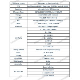 J1800 Windows 10 Pro Mini PC 2GB RAM + 32GB SSD Robotics Bangladesh