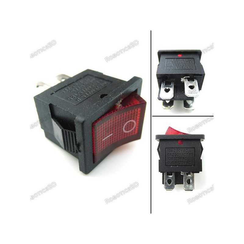 6A 250V SPDT ON-OFF Rocker Switch with Light Robotics Bangladesh