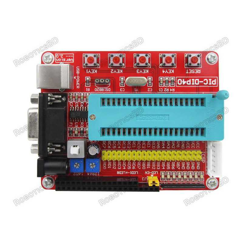 PIC Development Board with Cable PIC16F877 Robotics Bangladesh