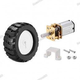 DC3-12V N20 Gear Motor & Mount Bracket & 43mm Wheel Robotics Bangladesh
