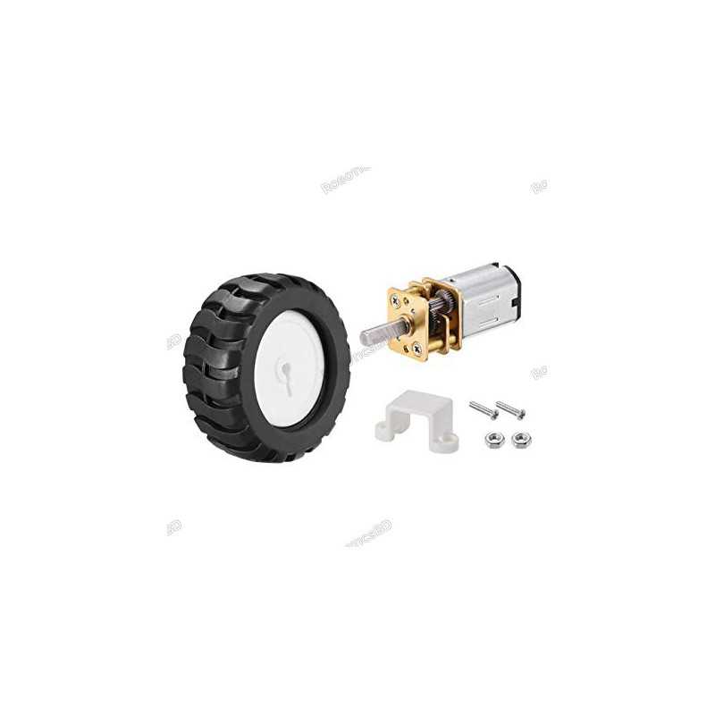 DC3-12V N20 Gear Motor & Mount Bracket & 43mm Wheel Robotics Bangladesh