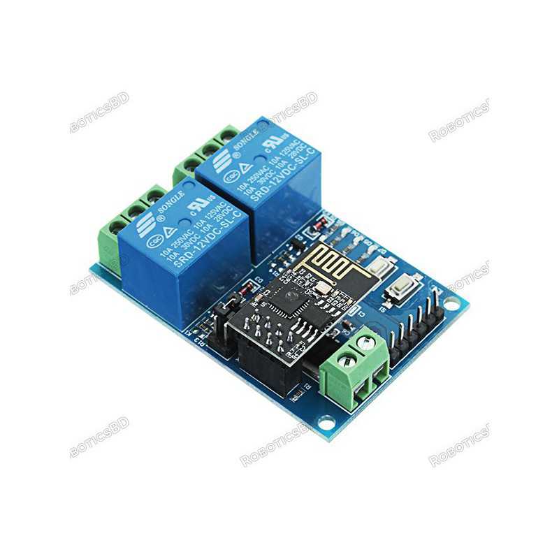 ESP8266 Dual WiFi Relay Module Internet Of Things Smart Home Mobile APP Remote Switch Robotics Bangladesh