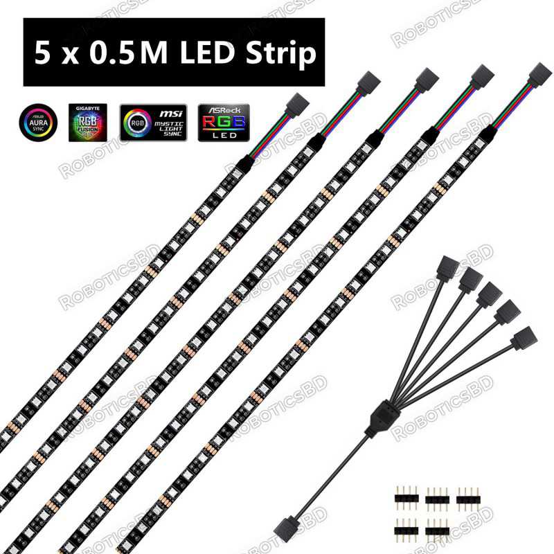 5050 12V RGB LED Strip For Computer Case 5x.