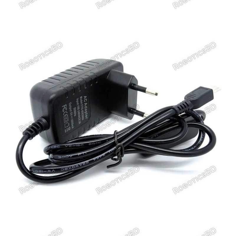 Raspberry Pi Power Adapter with Switch Micro USB 5V 2A Robotics Bangladesh