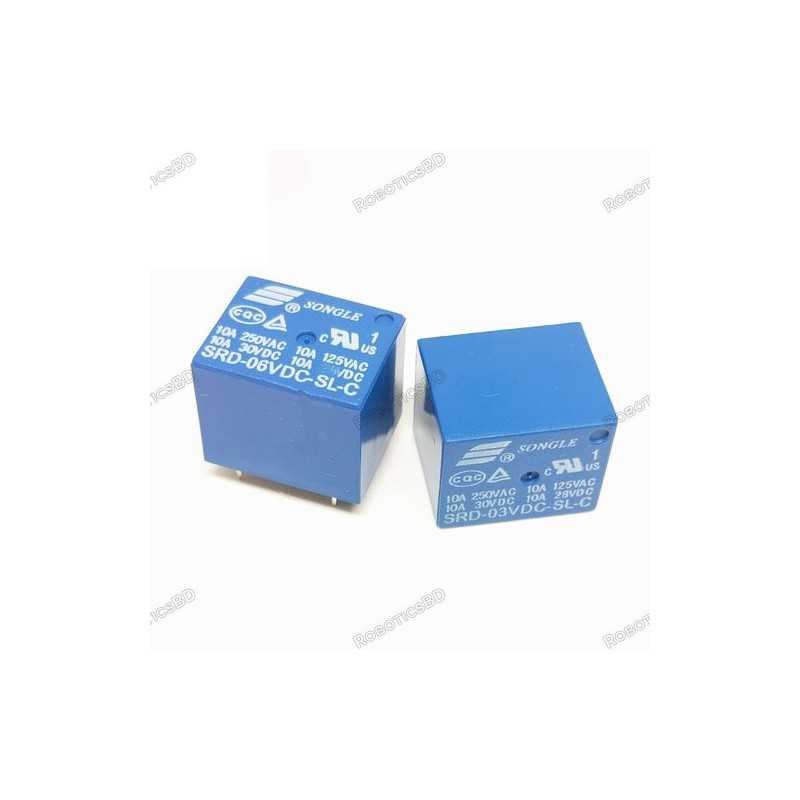 Songle Power 6VDC Relay SRU-06VDC-SL-C PCB 5 Pin Robotics Bangladesh