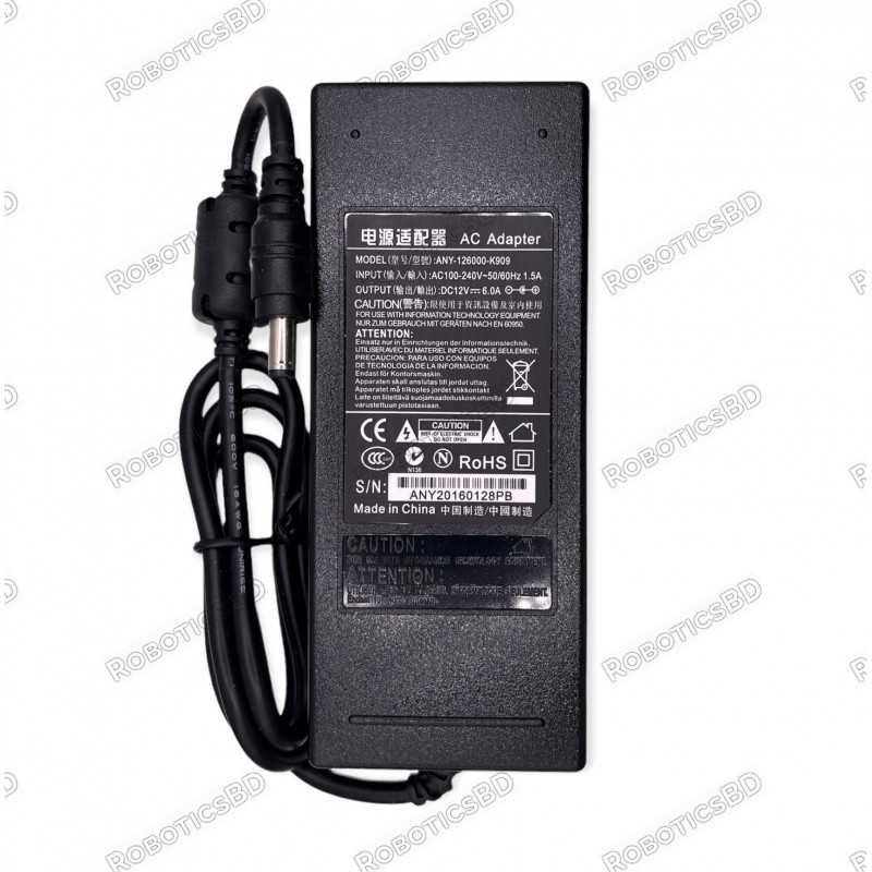 AC-DC Adapter Genuine 12V 6A Power Adapter Robotics Bangladesh