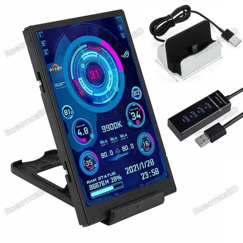 3.5 Inch IPS TYPE-C Secondary Screen CPU GPU RAM HDD Monitoring USB Display Robotics Bangladesh