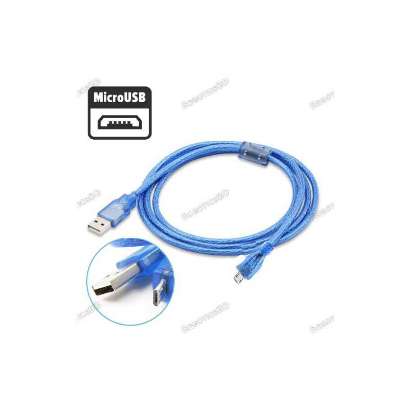 50 cm Micro USB Cable for Arduino Leonardo and Node MCU Robotics Bangladesh