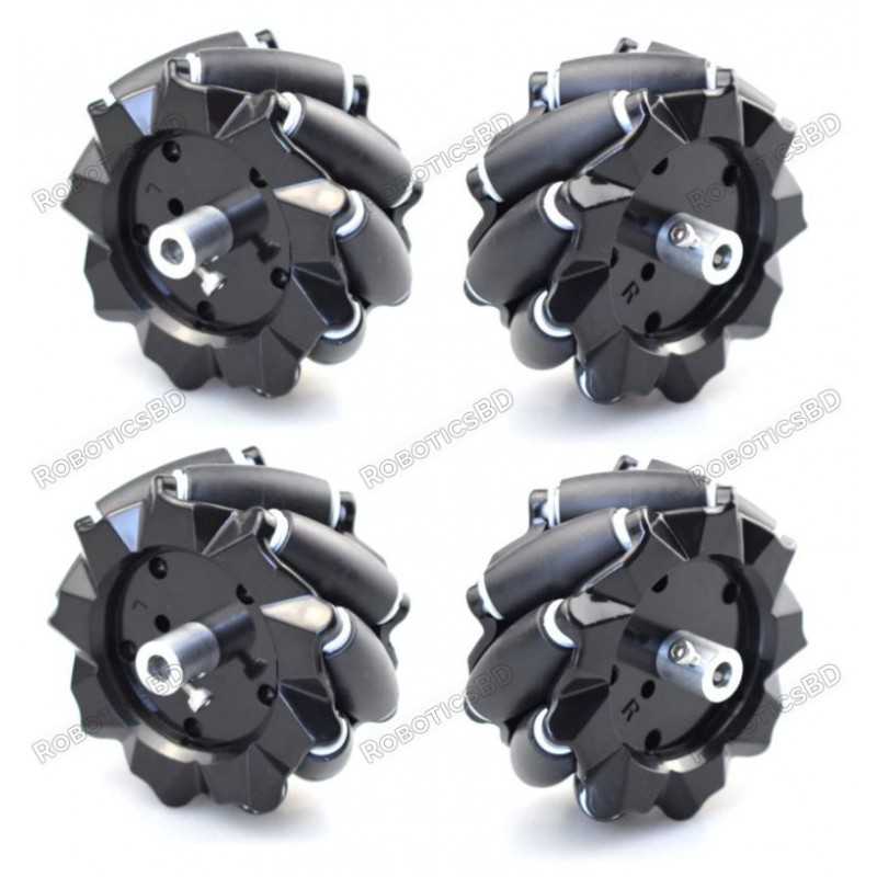 80mm Mecanum Wheel Omni-directional for Smart Robot with 4mm hubs Package Robotics Bangladesh