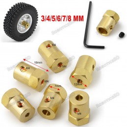 4mm Motor Shaft Coupling Brass Hex 18mm length Robotics Bangladesh