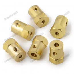 3-8mm Diameter Motor Shaft Brass Hex Coupler Robotics Bangladesh