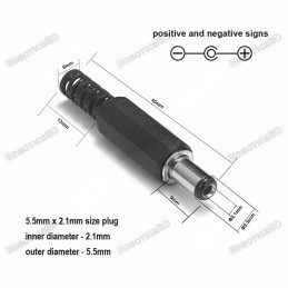 DC Barrel Power Jack Plug Connector 2.1mm x 5.