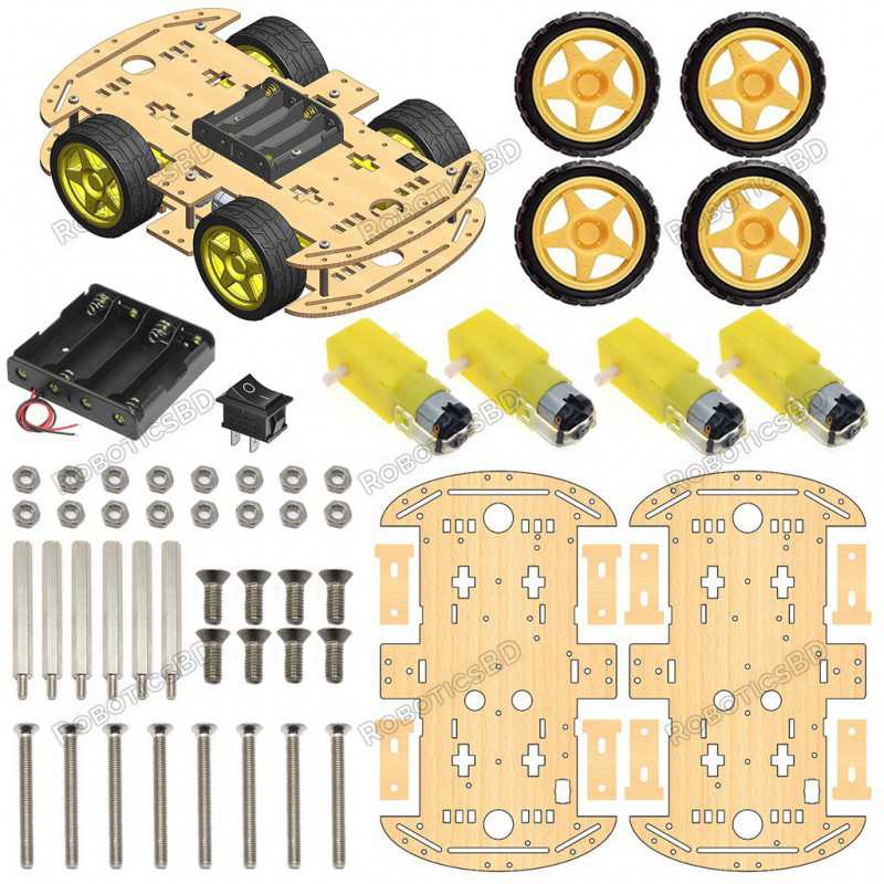 4WD Robotics Wooden Chassis With Motors & Wheels Robotics Bangladesh 4WD Robotics Wooden Chassis With Motors & Wheels Robotics Bangladesh