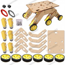 6WD Robotics Rover DIY Wooden Chassis With Motors & Wheels Robotics Bangladesh