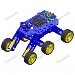 6WD Robotics Rover DIY Blue Chassis With Motors & Wheels Robotics Bangladesh