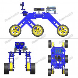 6WD Robotics Rover DIY Blue Chassis With Motors & Wheels Robotics Bangladesh