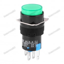 AL6-A Self-Locking Switch 5-Pin - Green LED Robotics Bangladesh