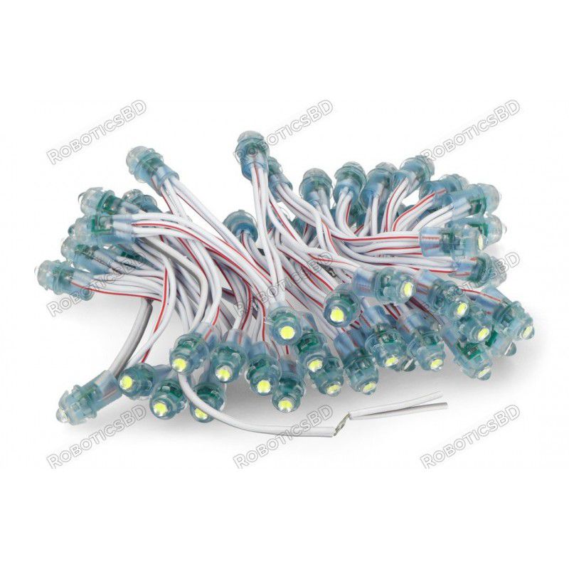 12V Pixel chain - 25x LED 5mm Red Robotics Bangladesh