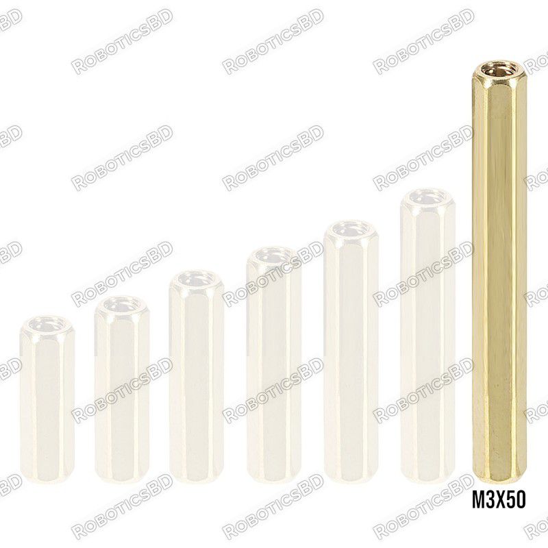 M3x50 Brass Spacer Standoff Female - Female Robotics Bangladesh