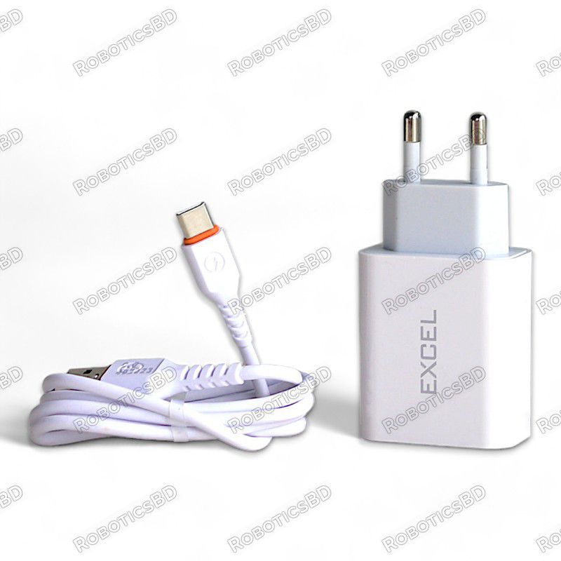 27W PD Fast Charger E-125 - Type C Robotics Bangladesh